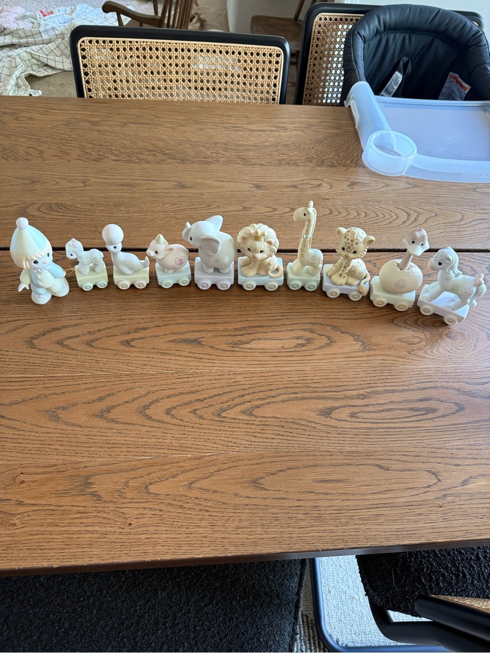 Precious Moments Cream Pastel Ceramic Animal Train